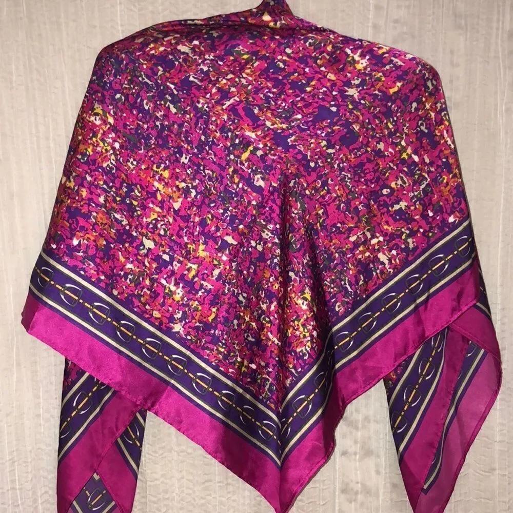 Colorful Pink Green Purple Belt Loop Square Scarf
